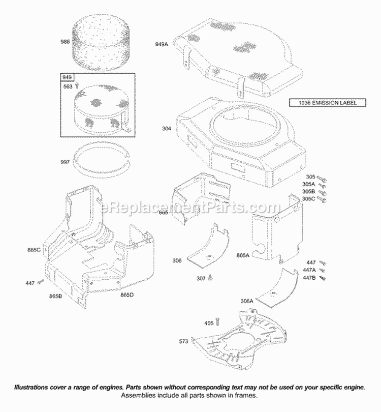 Blower Housing Diagram and Parts List for 42D707-2298-E1  Briggs and Stratton Engine